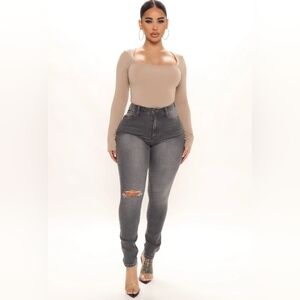 Fashion Nova Jeans - Going Out High Rise Grey Women's Sz 15 NWOT